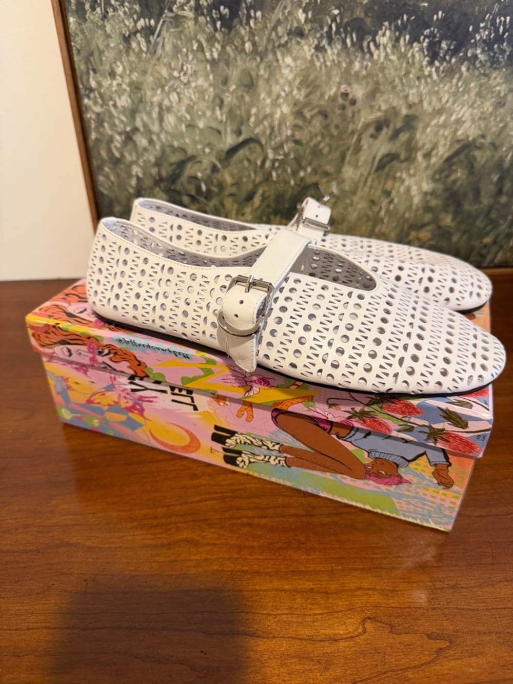 Jeffrey Campbell White Laser-Cut Mary Jane Flats
